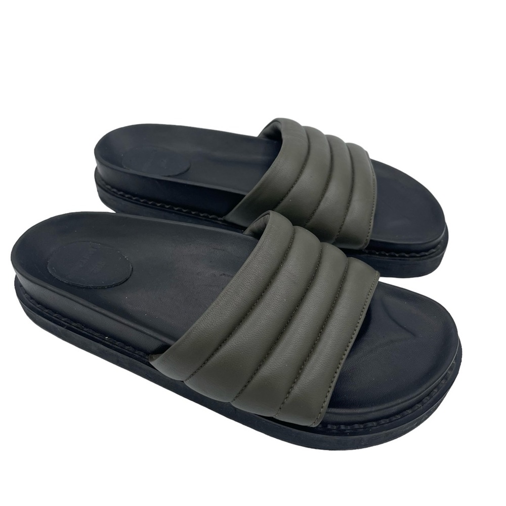 The Bali Taylor The Bowie Slide Leather Olive Green Black